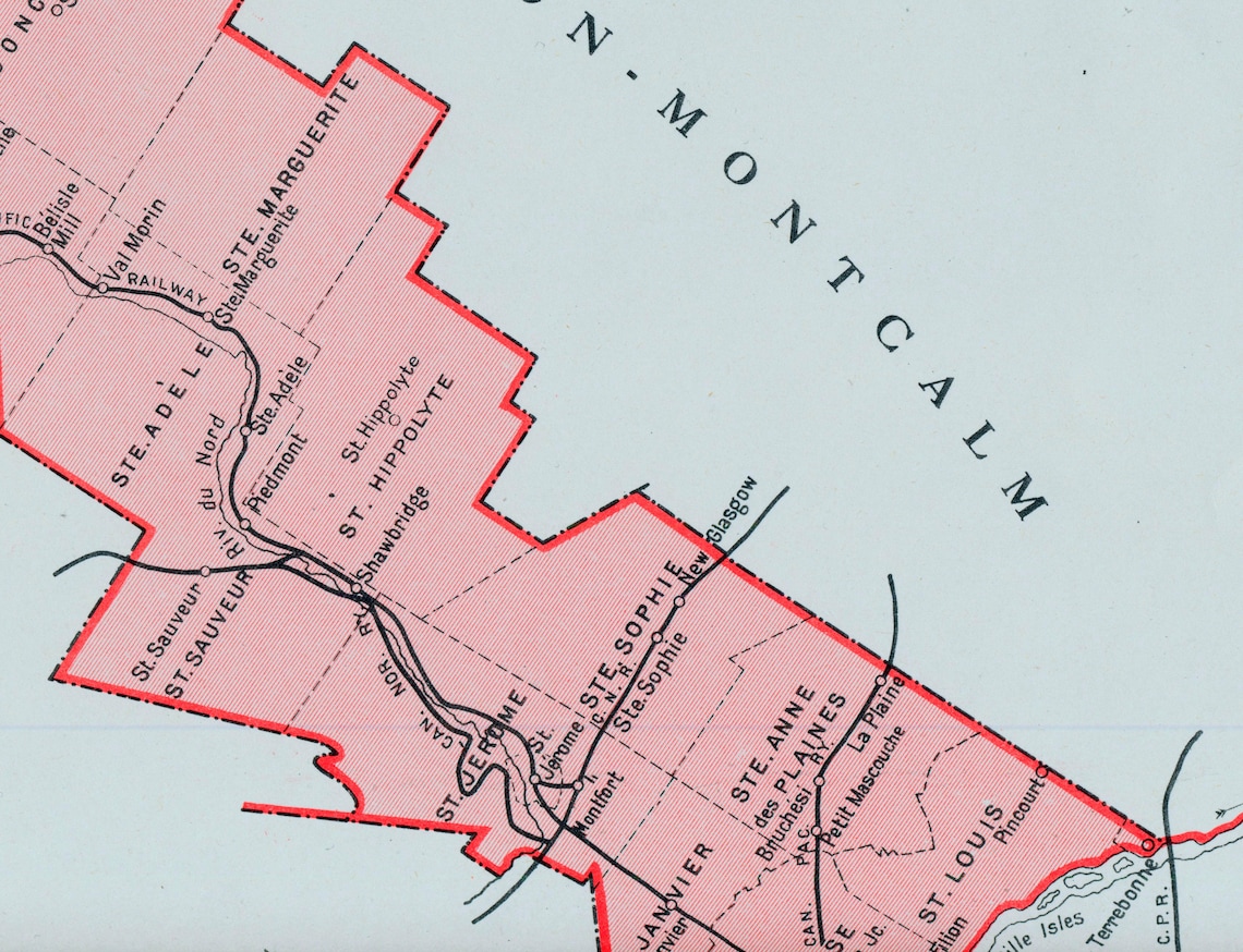 Antique Map of Terrebonne Quebec Canada 1915 Vintage Etsy UK