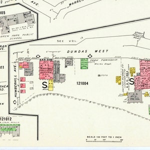 1964 Vintage Map of Etobicoke - Toronto - Insurance Maps - Dundas West - Warren Crescent - Sheet 1202