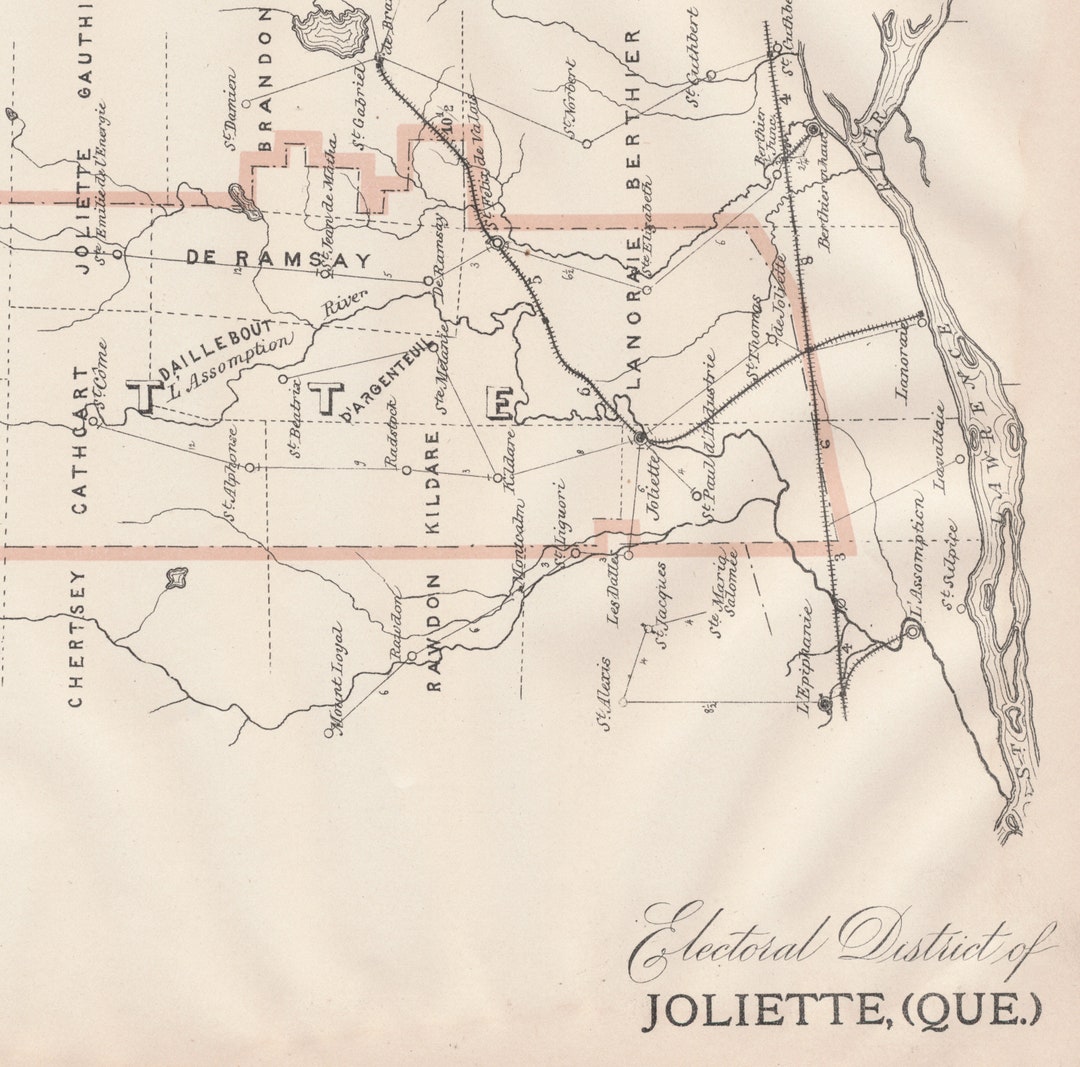 Antique Map of Joliette, Quebec 1895 Electoral Map It's Where You Live