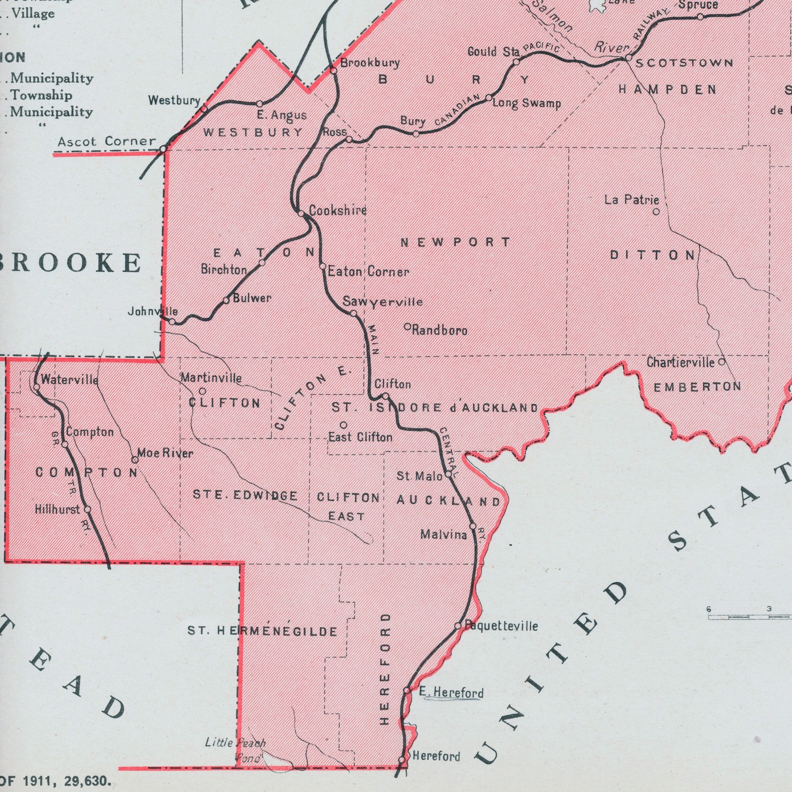 Antique Map of Compton Quebec Canada 1915 Vintage Etsy