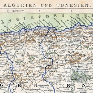 Ancienne carte allemande de 1894 de l'Algérie et de la Tunisie