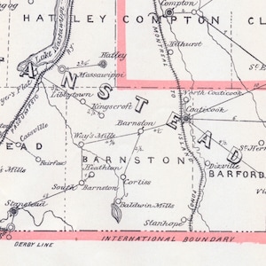 Antique Map of Stanstead, Quebec 1895 Electoral Map Magog