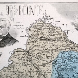 1883 Antike Karte von Bouches-du-Rhone, Frankreich - Marseille - Vintage handkolorierte illustrierte Karte - handkoloriert - Wohnkultur