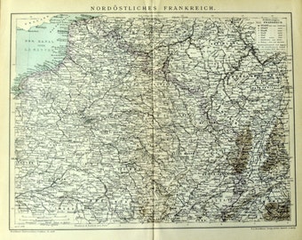 1897 年北東フランスのアンティーク地図 - N101 - フランスの