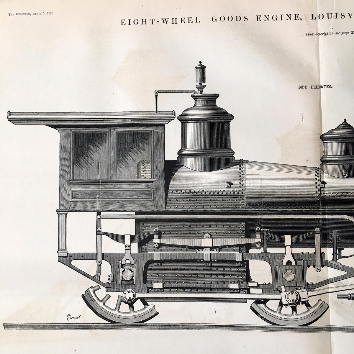 1872 Large 2-panel Antique Engraving of Train - Eight Wheel Goods ...