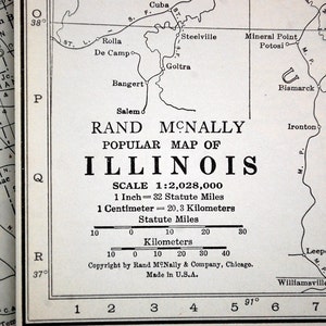 1937 Antike Karte von Illinois
