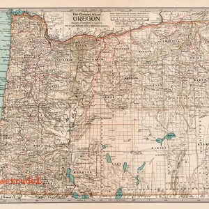 Antique Map of Oregon - 1911 Vintage Map - Etsy