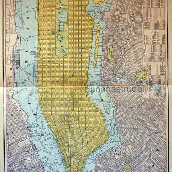 1891 Antique Map of Manhattan - New York City Map - Old NYC Map