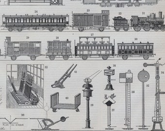 1898-1904  Antique French Print on Railways - Railroads - Trains