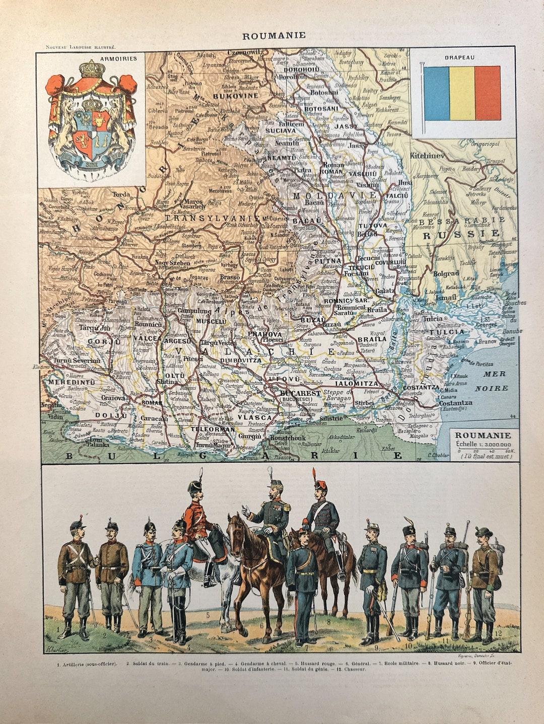 18981904 Antique Map of Romania Etsy