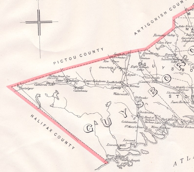 Antique Map of Guysborough Nova Scotia 1895 Electoral Map Etsy