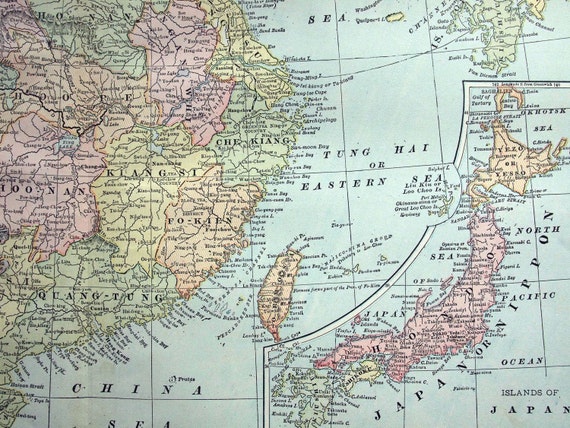 中国の古地図 - 日本列島 - 1888年発行 - Etsy 日本