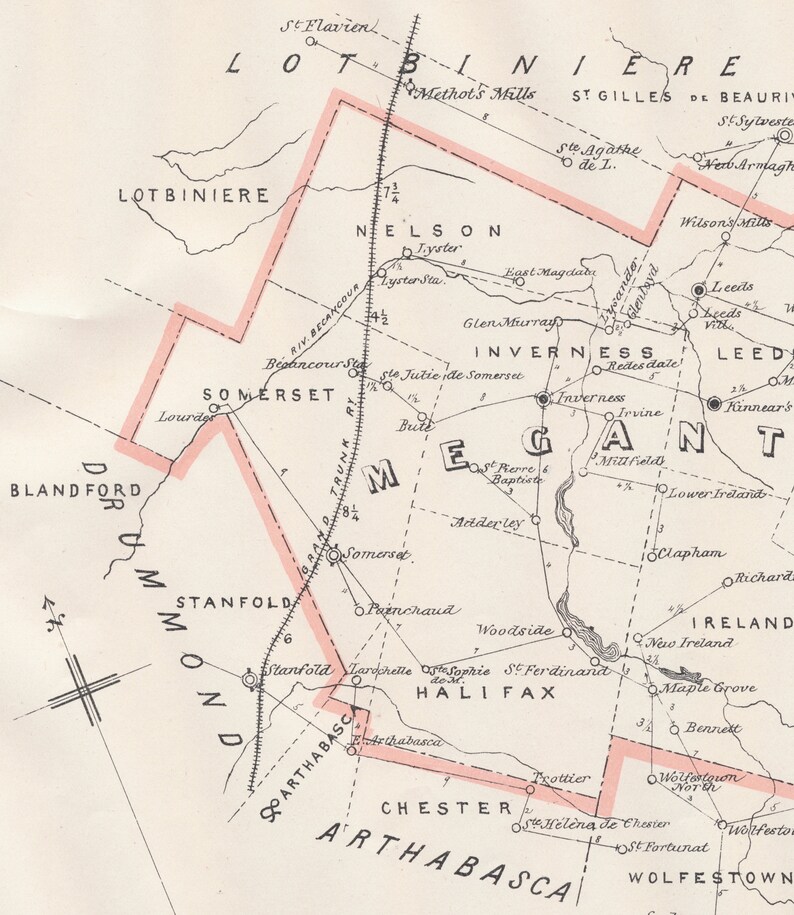 Megantic Region Map Antique Map of Megantic, Quebec - 1895 Electoral Map - It's Where You ...