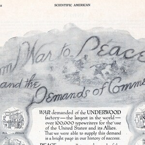 Antique Advertisement for Underwood Typewriters - Retro Advert from Scientific American - December 28, 1918