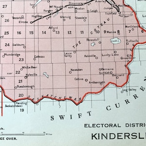 Antique Map of Kindersley, Saskatchewan, Canada - 1915 Vintage Electoral Map - It's Where You Live Series - MP