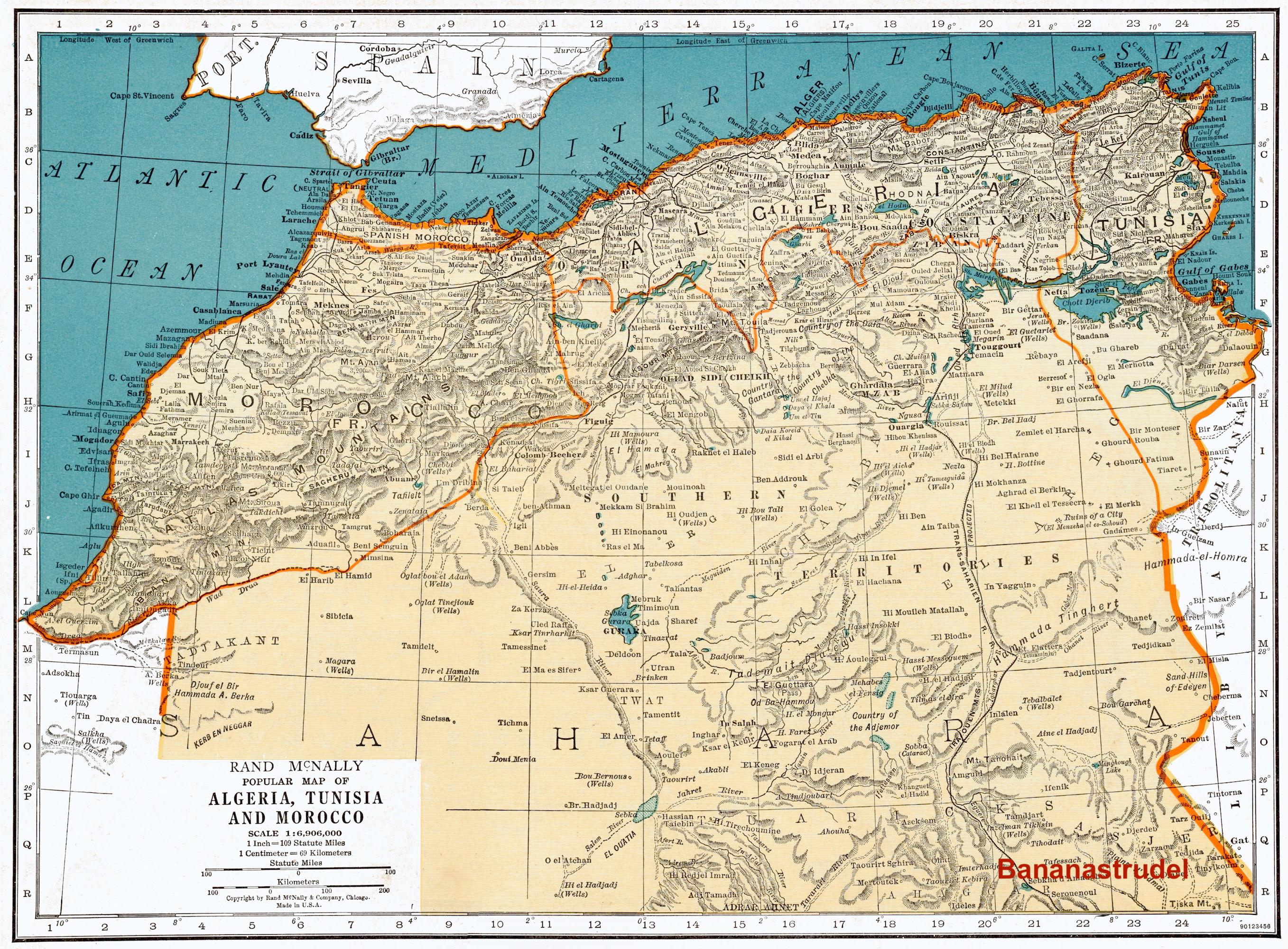 1937 Vintage Map of Algeria, Tunisia, Morocco - Etsy
