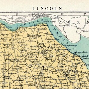 Carte antique de Lincoln des années 1890, Royaume-Uni - Carte antique de Lincoln - Carte antique du Royaume-Uni - Carte antique de Lincoln