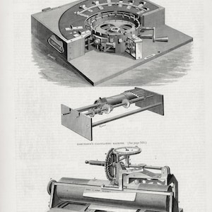 1885 Antique Engraving of Calculator and Typewriter - Victorian Age Office Equipment - May 1, 1885