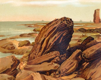 Antique Print of Heligoland (Northern Cap) - 1887 Vintage Print - Chromolithograph