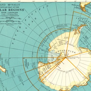 Carte vintage des régions polaires - Carte vintage des régions polaires de 1937 - Carte vintage des régions polaires