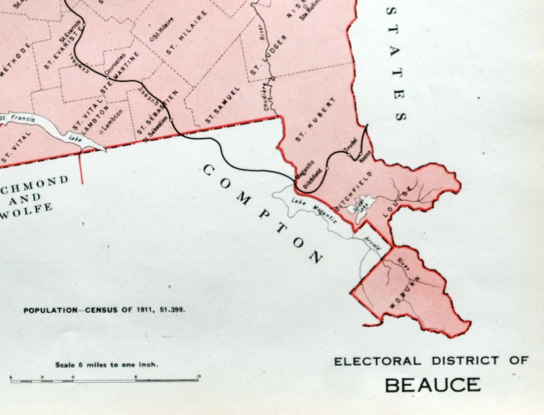 1915 Antique Map of Beauce Quebec, Electoral District - Etsy