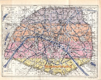 1880年代 パリ市内の地図 古地図 鳥瞰図 蒸気機関車 リトグラフ/K708 il_340x270.5463300188_ra80.jpg