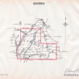 Antique Map of Stanstead, Quebec 1895 Electoral Map Magog