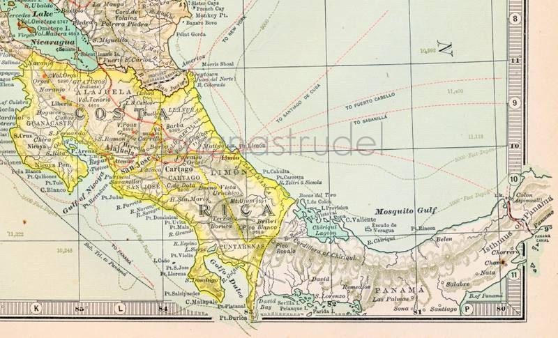 1902年中央アメリカのアンティーク地図 - アンティーク中央アメリカ