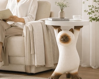 Siamese Cat Figurine Tray, Modern Bedroom Table Decor Sculpture