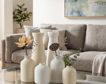 Ceramic Flower Vase Set, Rustic Home and Shelf Decoration
