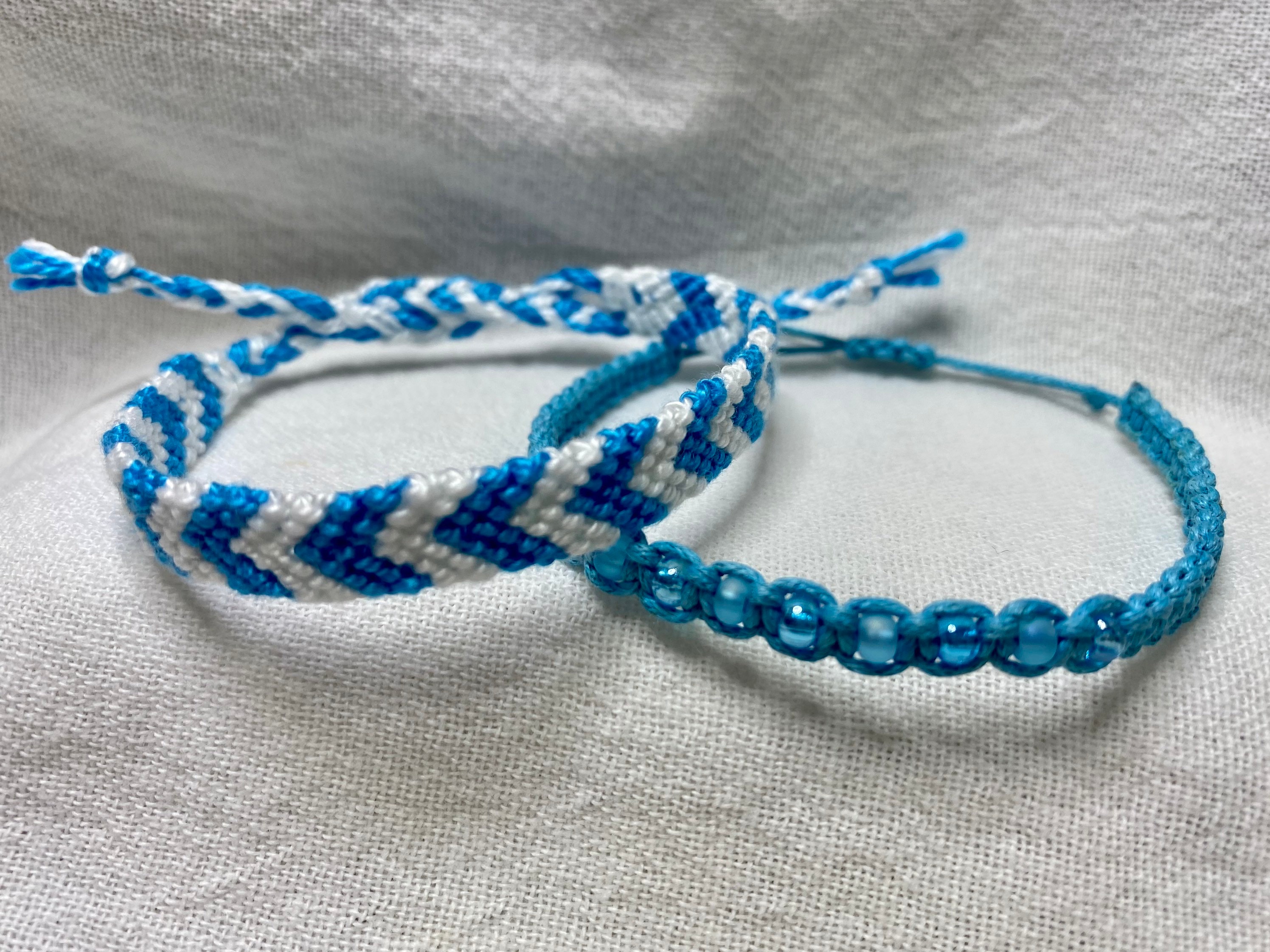 2 Piece Blue & White Bracelet Set | Blue Macrame With Blue