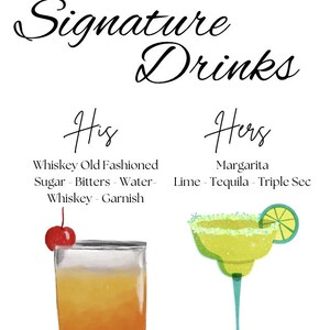 Wedding bar sign, custom drink template, 3000+ images, editable bar sign, signature drinks sign, modern wedding bar sign