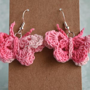 Multicolor Butterfly Earrings, Crochet Earrings, Crocheted Butterflies Earrings,Summer Earrings, hypoallergenic Earrings,Summer Jewelry