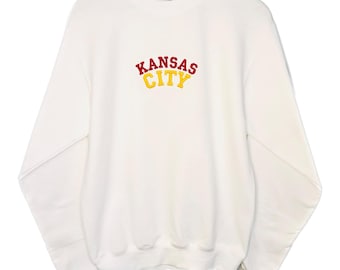 Kansas City Chiefs Embroidered Crewneck Sweatshirt, Womens Mens Embroidered Sweatshirt, KC Football Unisex Sweatshirt, KC Sweatshirt