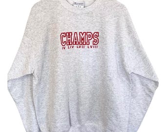 Kansas City Chiefs  Embroidered Crewneck Sweatshirt, Womens Mens Embroidered Sweatshirt, KC Football Unisex Sweatshirt, KC Super Bowl