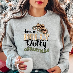 Holly Dolly Weihnachten Sweatshirt: Retro Western Cowgirl Pullover, Dolly Weihnachten, Dolly Fans Shirts, Holly Dolly Xmas