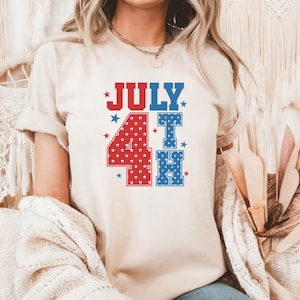 July 4th Shirt,  Patriotic Stars and Stripes USA Tee,  4th of July Celebration Shirt - Red White and Blue Independence Day T-Shirt