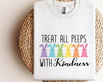 Koszulka Treat All Peeps With Kindness, Koszulka Wielkanocna Nauczyciela, Prezent Wielkanocny Dla Nauczyciela, Strój Wielkanocny Nauczyciela, Koszulka Króliczek Nauczyciela Prezent