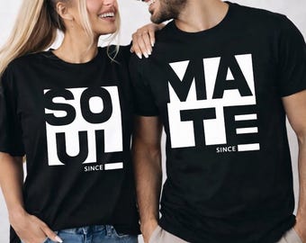Soulmate Since Shirts for Couples, Matching Couple Shirts, , Custom Year T Shirt Set, Mtching Anniversary Outfit, Valentine Couples Tee