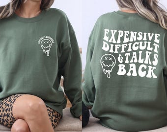 Teures schwierige Gespräche Back Shirt: Lustiger Retro Spruch
