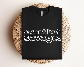 Maglietta dolce ma selvaggia, maglietta con grafica carina e impertinente, maglietta da donna con citazione sull'atteggiamento, maglietta streetwear alla moda, maglietta estetica divertente, felpa con cappuccio selvaggia
