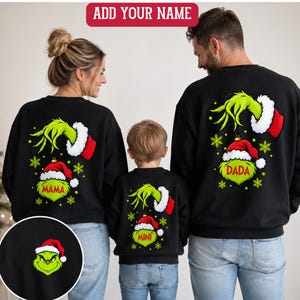 Anpassad julmonstertröja, matchande familjejuloutfit, Mama Dada mini-jultröja