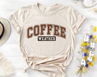 Kaffee Wetter Shirt, gemütliches Kaffee Liebhaber T-Shirt, lustiges Herbst Herbst Grafik T-Shirt, Koffein Addict Shirt Geschenk für Männer und Frauen