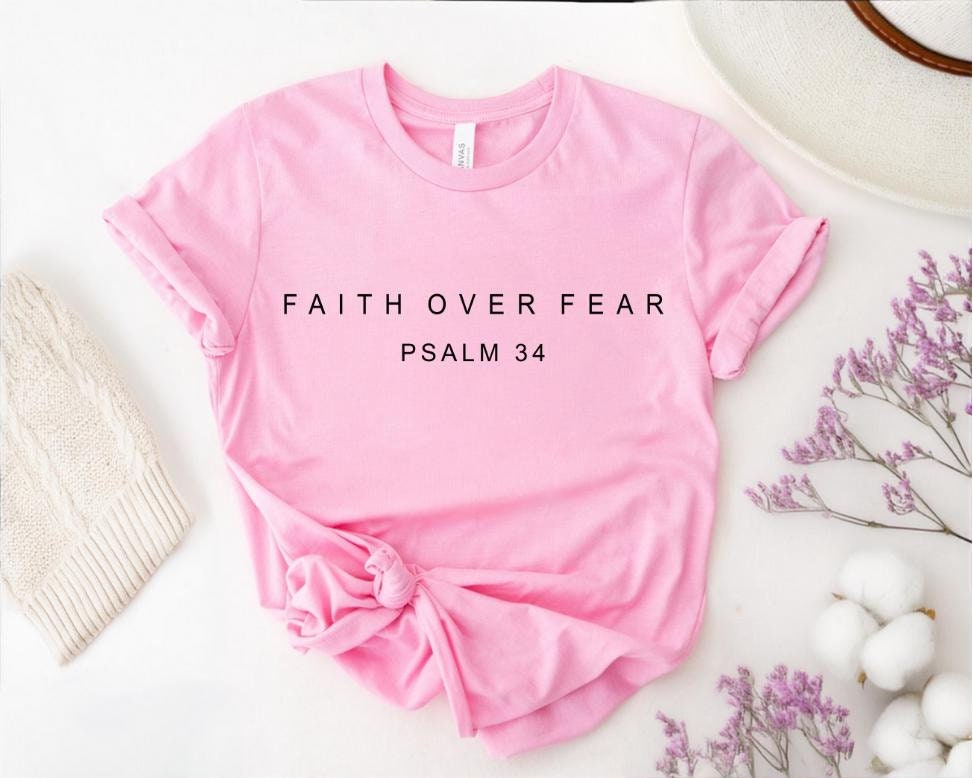 Faith Over Fear Christian Sweatshirt: Religious Bible Verse Shirt