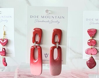 Red and Pink Ombre Drop Earrings