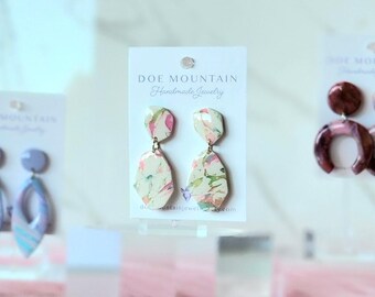 Multicolored marble drop earrings