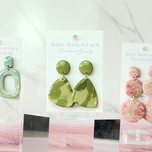 Green Drop Polymer Clay Earrings