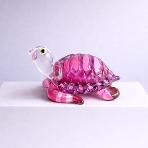 Pink Blown Glass Sea Turtle Figurine | Miniature Animal Statue Decor | Ocean Lover | Lampwork Art