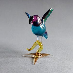 Blown Glass Bluebird Figurine: Hand-Painted Art Glass Sculpture