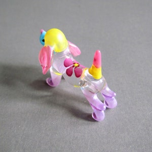 Tiny Dog Hand Blown Glass Dachshund Figurines Dog Glass Animals Paint Collectible Gift Décor Pink Yellow Blue Purple
